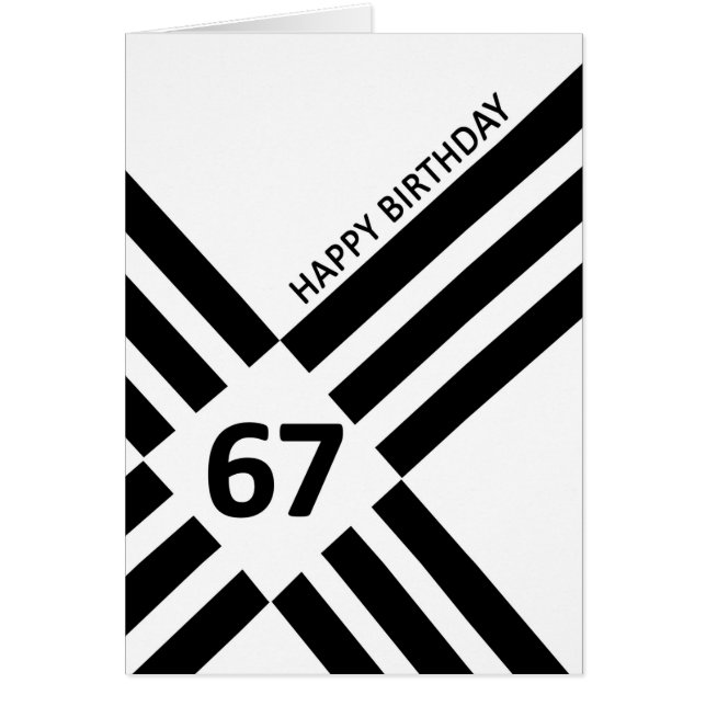 67:e diagonalns svarta linjedesign, födelsedag hälsningskort (Framsidan)
