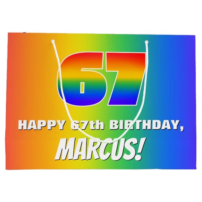 67:e födelsedag: färgfull, Roligt Rainbow Mönster  (Baksidan)