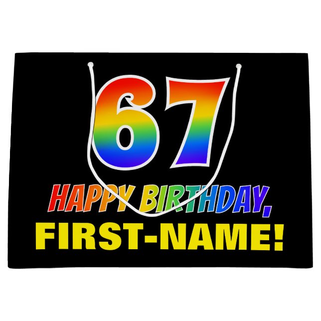 67:e födelsedag: fetstil, Roligt, enkel, regnbåge  (Framsidan)