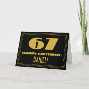 67:e födelsedag: Namn + Art Deco Inspired Titta "6 Kort