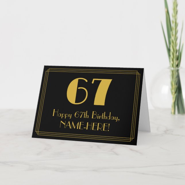 67:e födelsedagen: Art Deco Inspired Titta "67" +  Kort (Framsida)