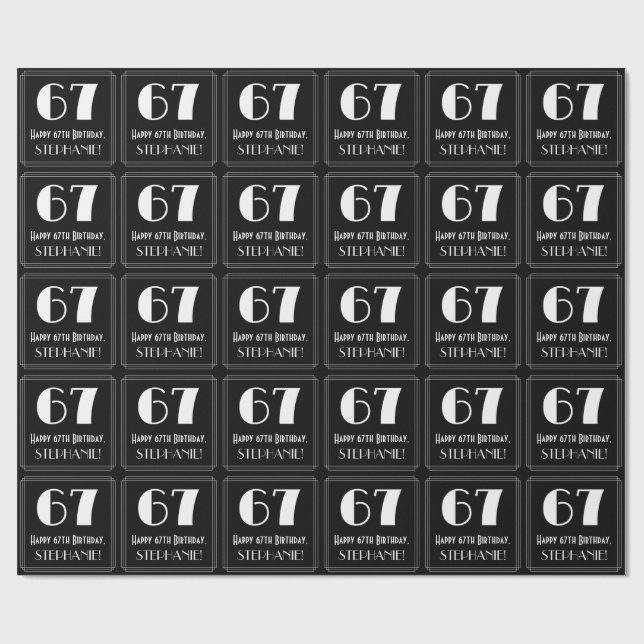 67:e födelsedagen - Art Deco Inspired Titta "67",  Presentpapper (Platt)