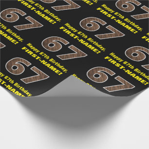 67:e födelsedagen: Namn & Faux Wood Grain Mönster  Presentpapper