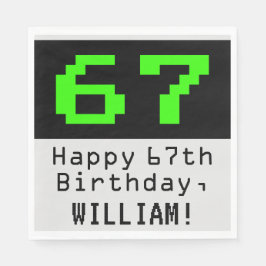 67:e födelsedagen - Nerdy/Geeky Stil "67" och Namn Pappersservett