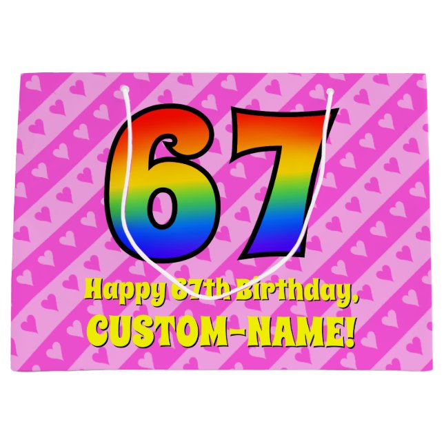 67:e födelsedagen: Rosa Rand & Hearts, regnbåge nr (Framsidan)