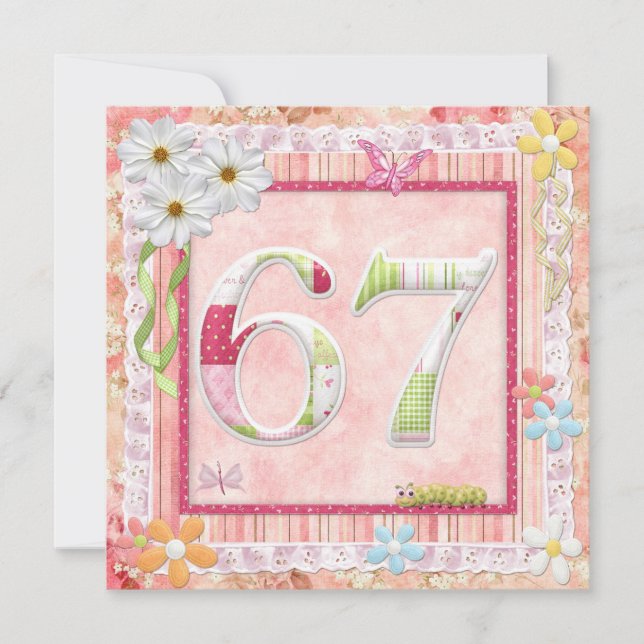 67:e födelsedagsfesten skrotning av stil inbjudningar (Framsida)