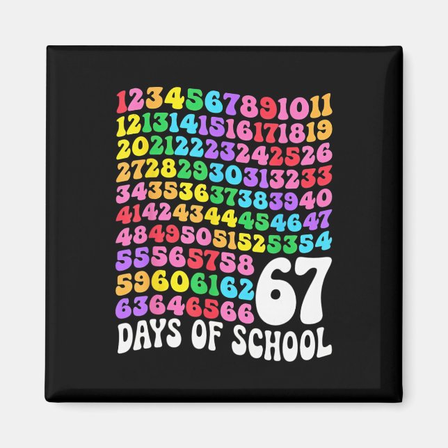 67:e skoldagen Lärare 67 dagar matematik siffror  Magnet (Framsidan)