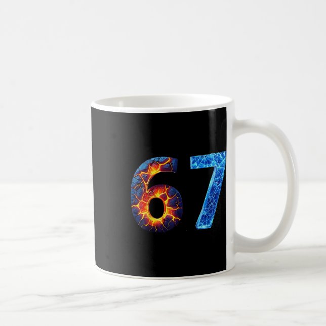 67 Eld Is Nummer Rollig Sex Sju Meme 6 7  Kaffemugg (Höger)