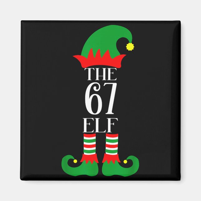 67 Elf jul kostym Pyjamas 67 Meme Gen Alpha  Magnet (Framsidan)