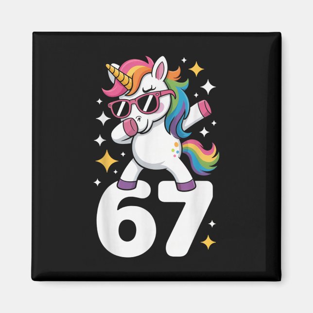67 Enhörning Dabbar Six Seven Meme Rolig  Magnet (Framsidan)