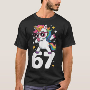 67 Enhörning Dabbar Six Seven Meme Rolig  T Shirt