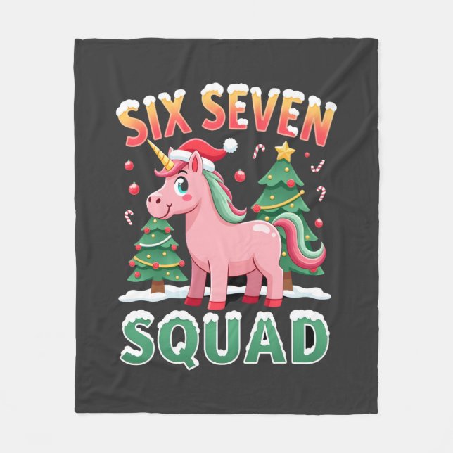 67 Enhörning Jul Dabbing för Flickor Barn 6 7 Me Fleecefilt (Framsidan)