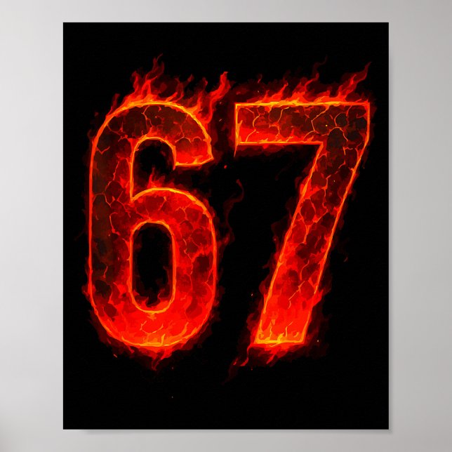 67 Flame Number Six Seven Meme 67 Kid  Poster (Framsidan)