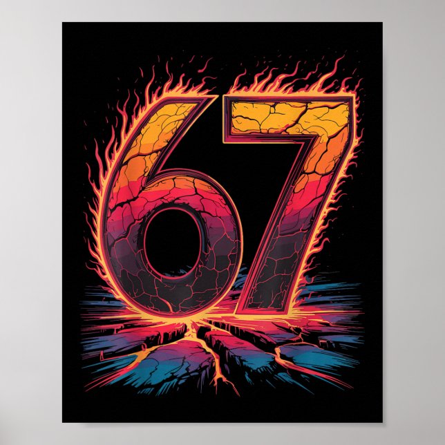 67 Flame Number Six Seven Meme 67 Kid  Poster (Framsidan)