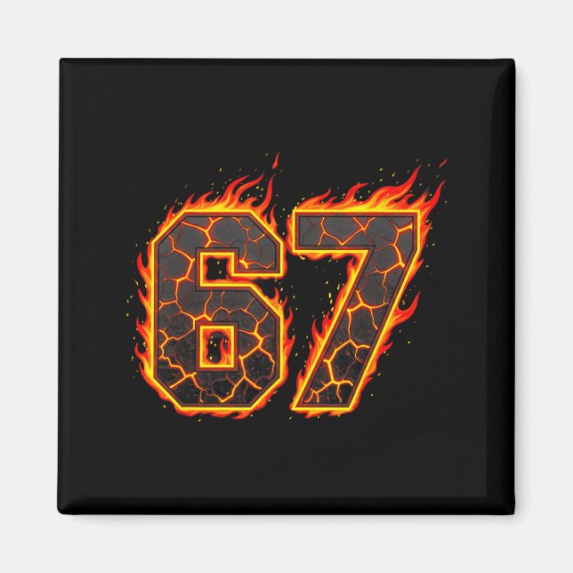 67 Flames Meme Sex Sju Eld Roligt Gen Alpha Slang Magnet (Framsidan)