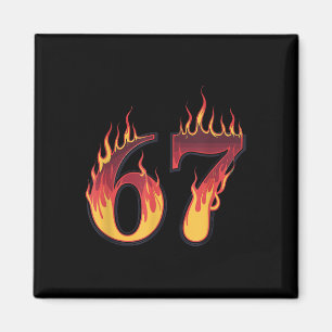 67 Flames Roligt Sex Sju Gen Alpha Meme Slang Magnet