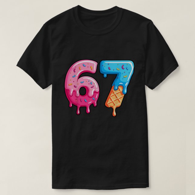 67 Födelsedag: Donut - och iskräm T Shirt (Design framsida)