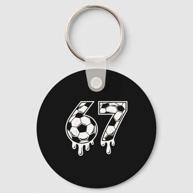 67 Fotboll Glassdopp Gen Alpha Six Seven Meme  Nyckelring (Framsida)