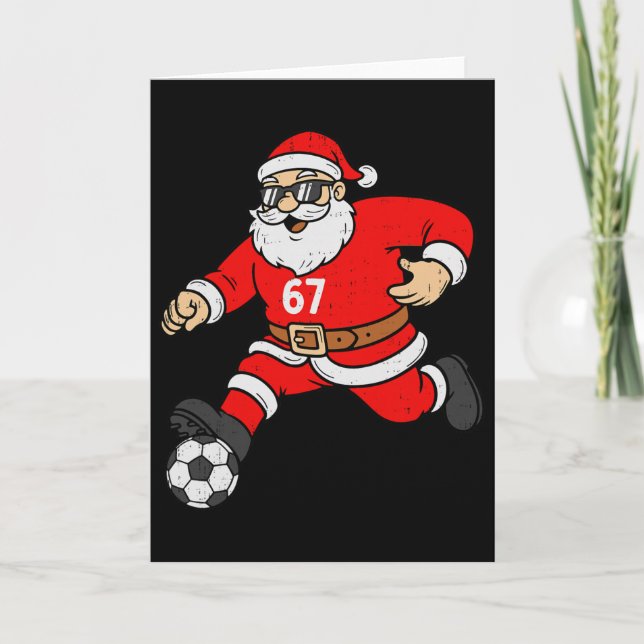 67 Fotboll Tomte Six Seven Meme Jul Sport Män Kort (Framsida)