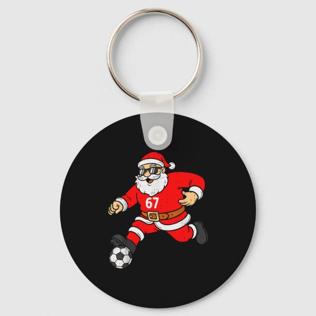 67 Fotboll Tomte Six Seven Meme Jul Sport Män Nyckelring (Framsida)