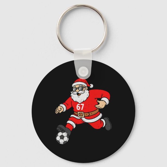 67 Fotboll Tomte Six Seven Meme Jul Sport Män Nyckelring (Framsida)
