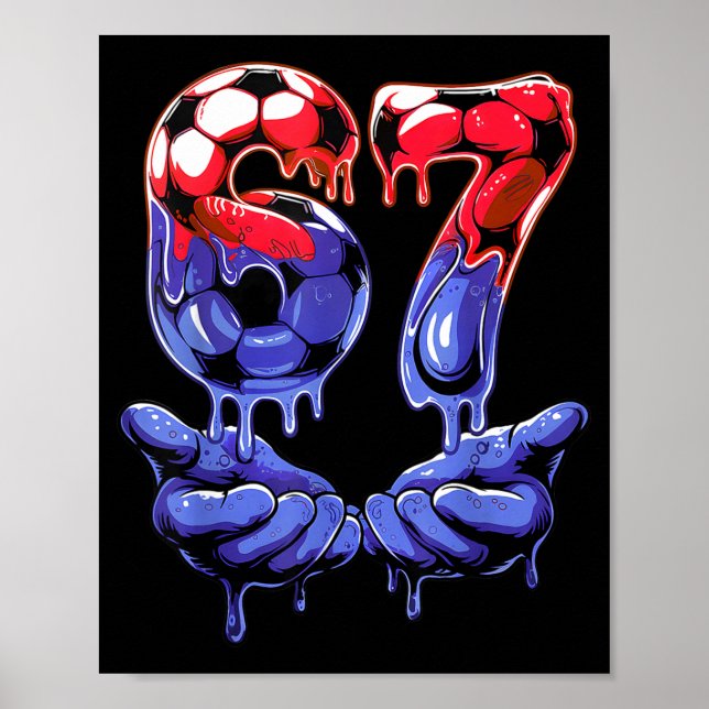 67 fotbollströja för pojkar — Barn 67 T-shirt, fot Poster (Framsidan)