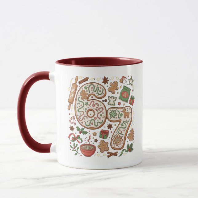 67 Funny 6 7 Six Seven Gingerbread Cookie Holiday Mugg (Vänster)