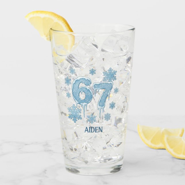 67 Funny 6 7 Six Seven Personalized Christmas Glaskopp (Framsida Ice)