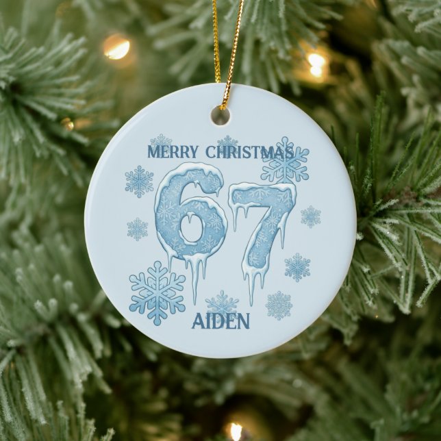 67 Funny 6 7 Six Seven Personalized Christmas Julgransprydnad Keramik (Träd)