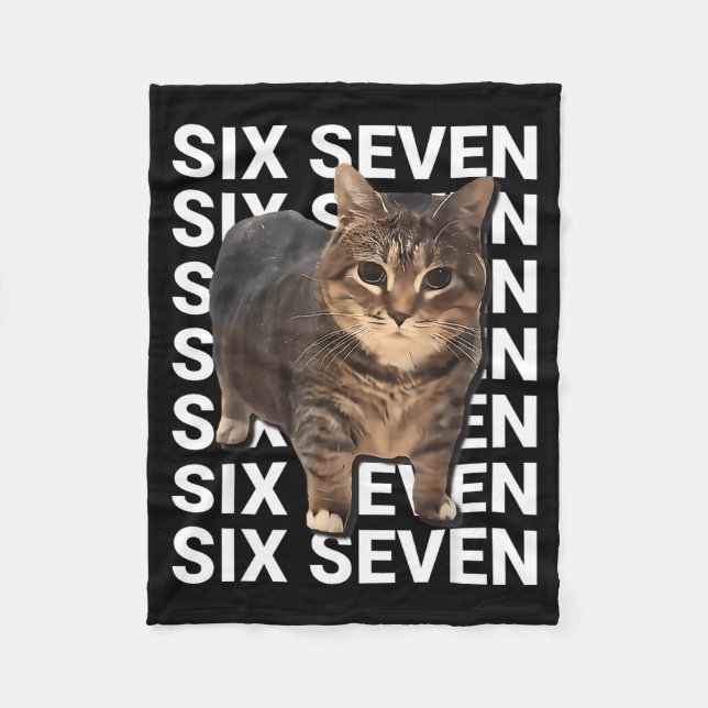 67 Funny Cat Six Seven Meme Gen Z Alpha Humor Anim Fleecefilt (Framsidan)