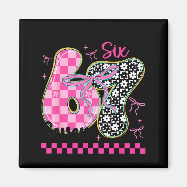 67 Funny Meme Filled With Hearts Six Seven Valenti Magnet (Framsidan)