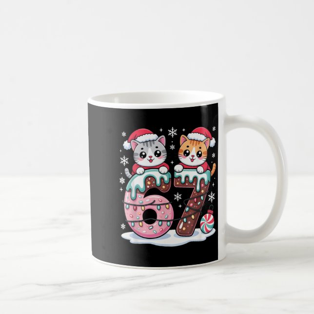 67 Funny Meme Kawaii Cats Christmas Ice Cream Drip Kaffemugg (Höger)