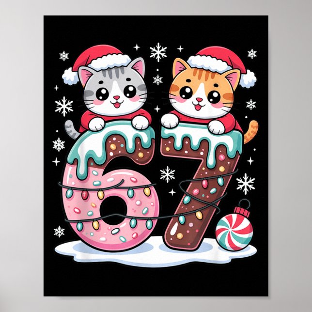 67 Funny Meme Kawaii Cats Christmas Ice Cream Drip Poster (Framsidan)