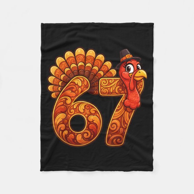 67 Funny Thanksgiving Turkey Meme Six Seven 6 7  Fleecefilt (Framsidan)