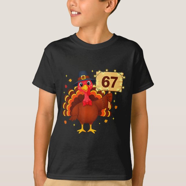 67 Funny Thanksgiving Turkey Meme Six Seven 6 7 Gi T Shirt (Framsida)