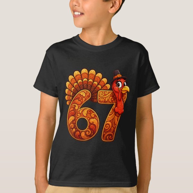 67 Funny Thanksgiving Turkey Meme Six Seven 6 7  T Shirt (Framsida)