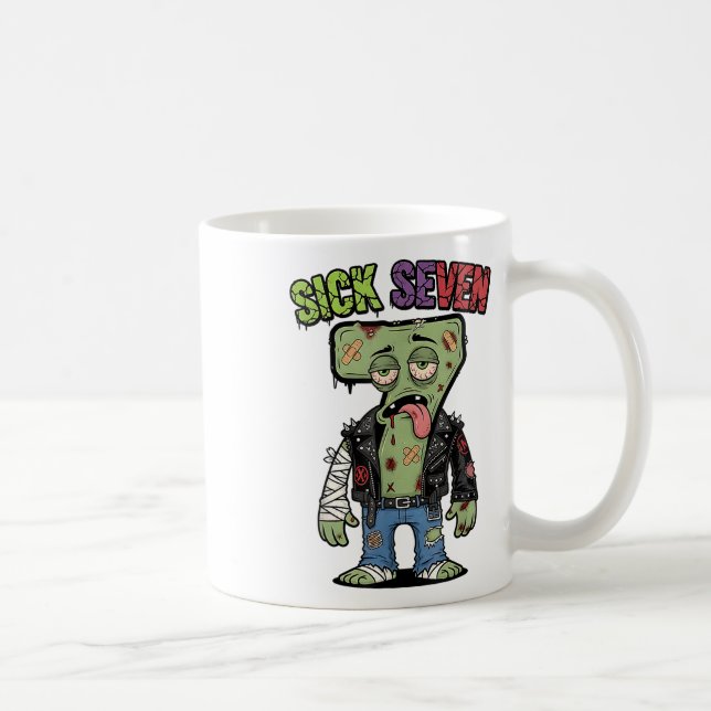 67 Funny Zombie Six Seven Humor Meme Brainrot Sick Kaffemugg (Höger)