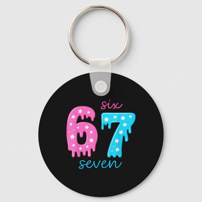 67 Glass Isglass Meme 6 7 Halloween Kostym Par Nyckelring (Framsida)