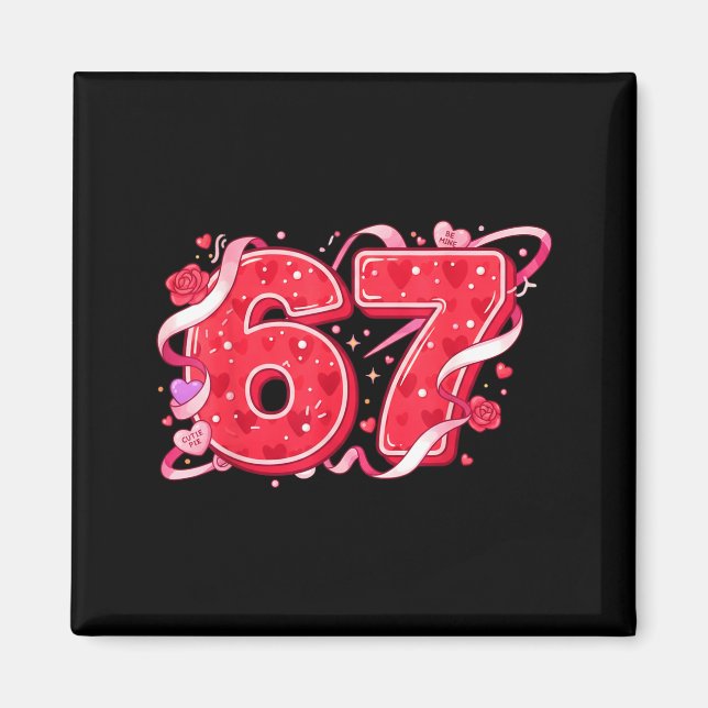 67 Glass Strömmande Meme Rolig Six Seven Alla Hjär Magnet (Framsidan)