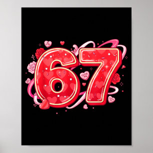 67 Glass Strömmande Meme Rolig Six Seven Alla Hjär Poster