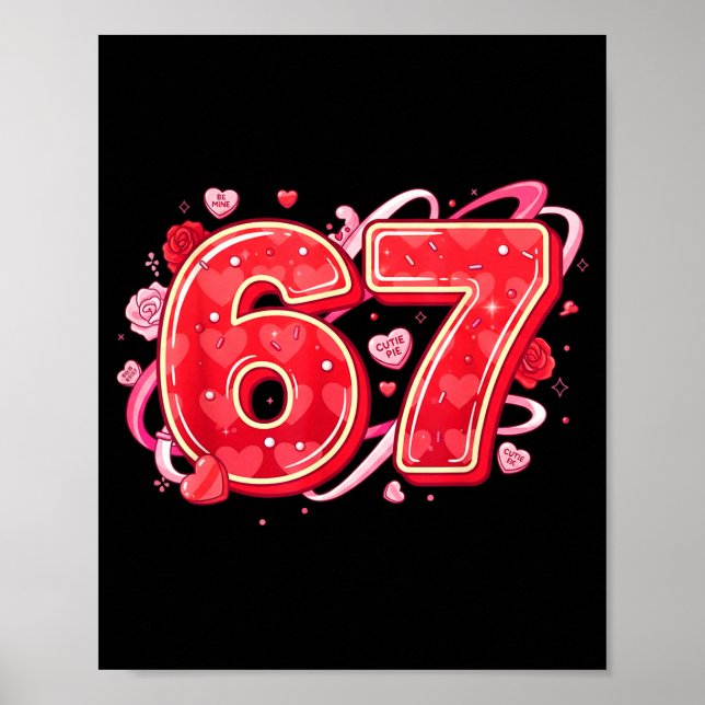 67 Glass Strömmande Meme Rolig Six Seven Alla Hjär Poster (Framsidan)
