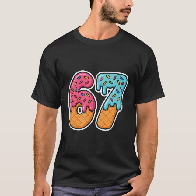 67 Glass Strömmande Meme Six Seven Slang Generatio T Shirt (Framsida)
