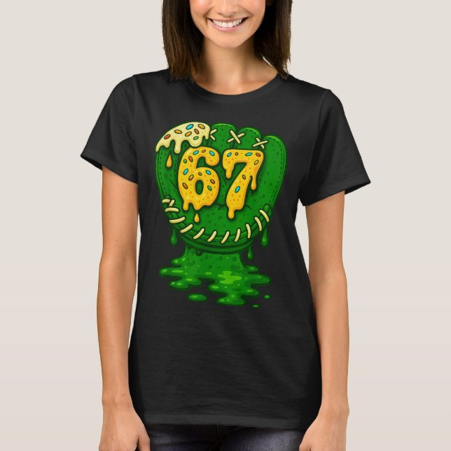 67 Glass Strömmar Rolig Six Seven Baseball  T Shirt (Framsida)