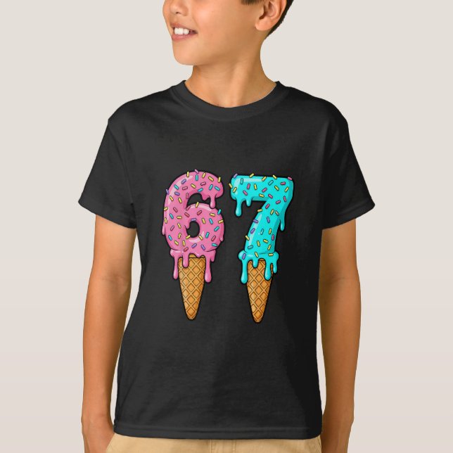 67 Glass Strömmem Meme Six Seven Gen Alpha Slang T Shirt (Framsida)