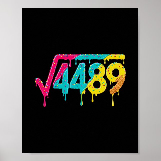 67 Glassdråpe Meme Kvadratrot 4489 Slang Teac Poster (Framsidan)