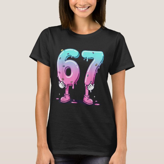 67 Glassdropp (framsida) Six Seven Meme För Gen A T Shirt (Framsida)