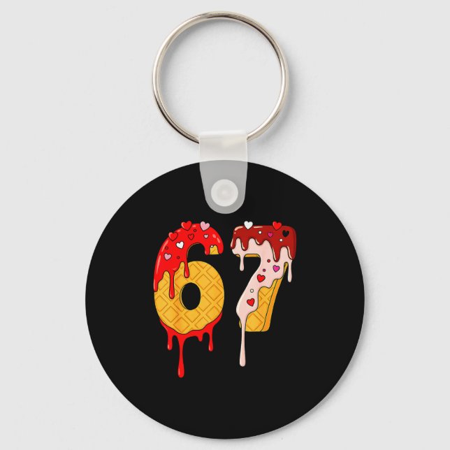 67 Glassis Drip Meme Rolig Six Seven Alla Hjärtans Nyckelring (Framsida)