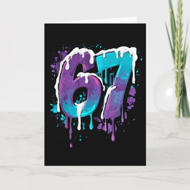 67 Glassis Drip Meme Rolig Six Seven Gen Alpha S Kort (Framsida)