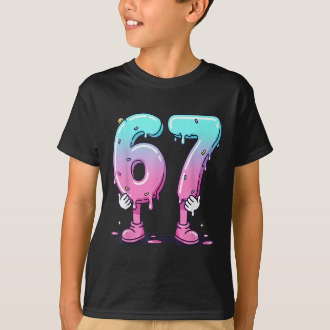 67 Glassisdropp (framsida) Six Seven Meme för Gen  T Shirt (Framsida)