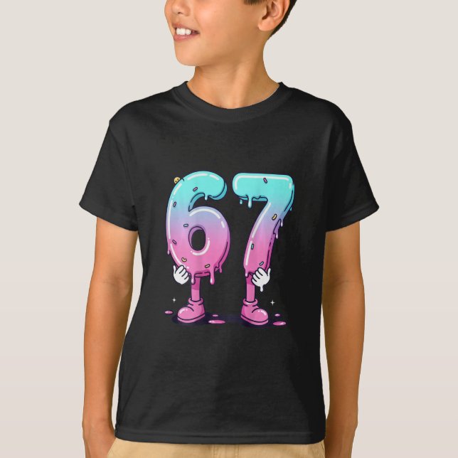 67 Glasskiosk (ck) Six Seven Meme För Gen Alph T Shirt (Framsida)